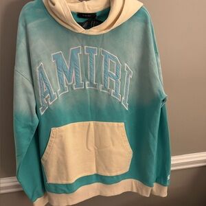 AMIRI Teal and Beige Hoodie